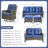 Rilyson Wicker Patio Furniture Set - 6 Piece Rattan Outdoor Sectional Conversation Sets with 2 Rocking Swivel Chairs - Photo 3