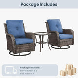 Belord Patio Wicker Chairs Swivel Rocker, Outdoor Patio Furniture Set with Rattan Side Table - Photo 8