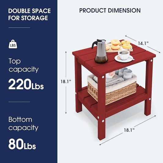 KINGYES Double Side Table, Adirondack End Table- Red