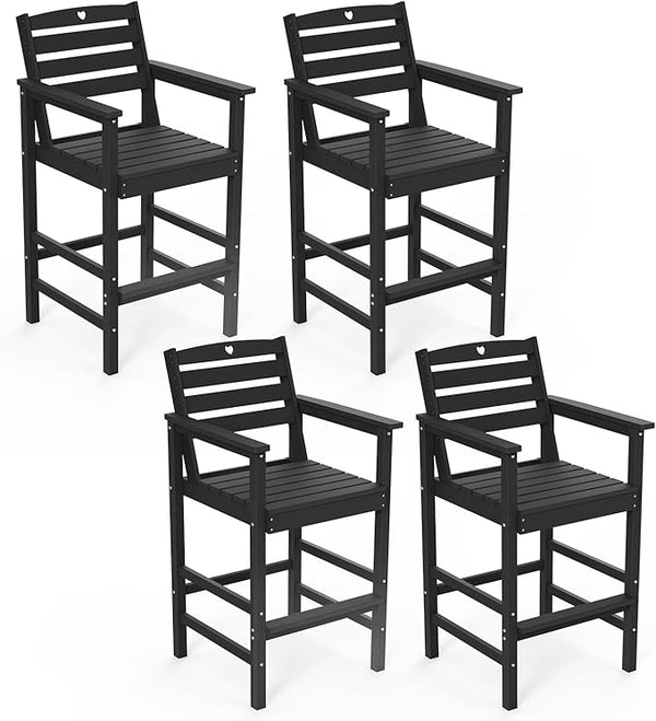 Patio Bar Table, Adirondack Chairs and Table 4 Pieces Set, Bar Height Chairs Set of 4, Outdoor Bar Stools Set - Photo 1