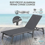 Kozyard 3-Pieces Patio Lounge Set, 2 Foldable Adjustable Lounge Chairs and Side Table, Aluminum Frame - Photo 3