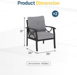 RoyalCraft Outdoor Patio Furniture Set, 3 Pieces Metal Patio Conversation Set with Side Table for Porch Garden Backyard - Photo 2