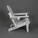 HDPE Folding Adirondack Chair with Cup Holder Outside, Composite Outdoor Chairs with Wood Texture, White - Photo 7