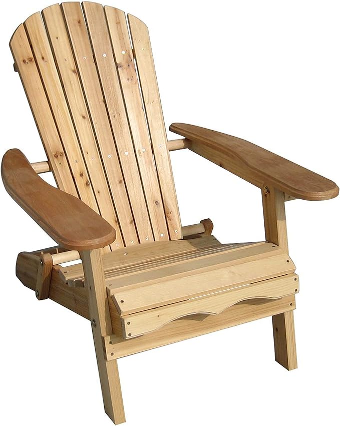 Merry Garden Foldable Wooden Adirondack Chair, Outdoor, Garden, Lawn, Deck Chair, Natural