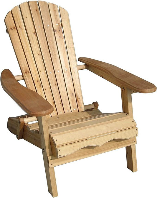 Merry Garden Foldable Wooden Adirondack Chair, Outdoor, Garden, Lawn, Deck Chair, Natural