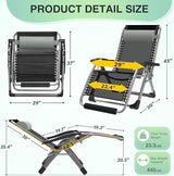 Suteck Oversized Zero Gravity Chair, 29In XL Lounge Chair w/Removable Cushion&Headrest - Photo 3