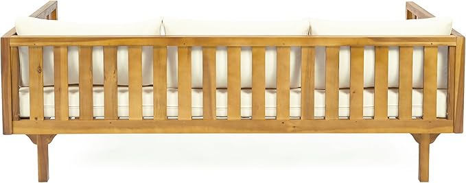 Christopher Knight Home Claremont Outdoor 3 Seater Acacia Wood Daybed with Fabric Water Resistant and Removable Cushions - Photo 10