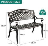 YITAHOME Cast Aluminum Outdoor Bench for 2 Persons - Photo 2