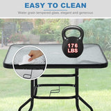 32" Square Outdoor Dining Table - Tempered Glass Top with Umbrella Hole - Photo 4
