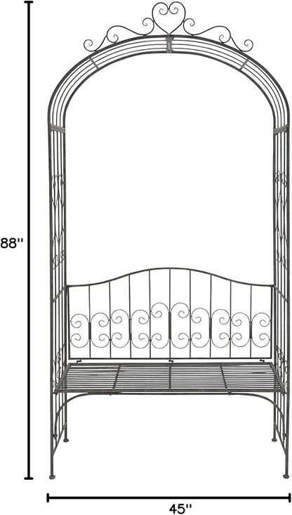 Deco 79 41394 Metal Garden Arch with Bench, 45 by 88-Inch
