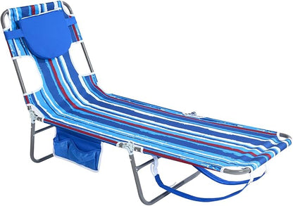 daystar SunnyFeel Beach Lounge Chair, Backpack Reclining Beach Chairs Lay Flat, Face Down Tanning Chair, Folding Camping Chairs Portable Camp Cot with Backpack Straps for Outdoor/Picnic/Lawn