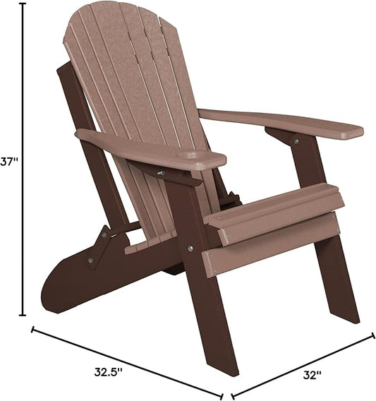 Furniture Barn USA Poly Folding Adirondack Chair with Smart Phone Holder, Weathered Wood and Tudor Brown