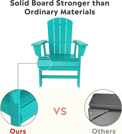 Costaelm Outdoor Fire Pit Chair, Patio hdpe Balcony Pool Adirondack Chair, Modern Front Porch Backyard Chair, Garden Resin Lounge Chair for Outside, Turquoise