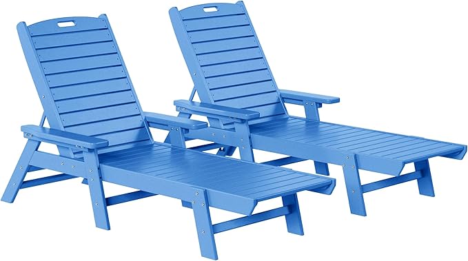 WestinTrends Malibu Poly Reclining Chaise Lounge (Set of 2) Pacific Blue