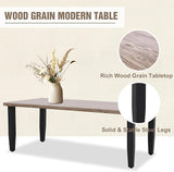 Modern Outdoor Coffee Table for Patio with Wood Grain Top, Stylish Patio Rectangle Table for Deck, Porch, Deck - Photo 3