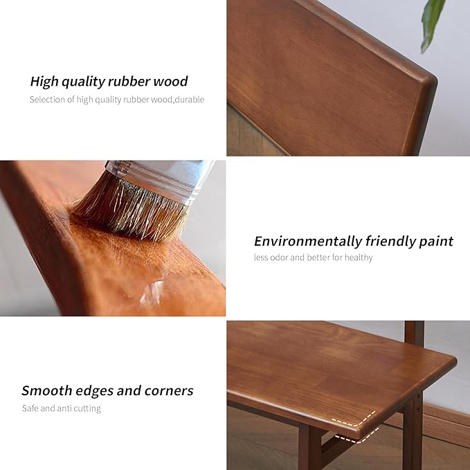 Outdoor indoor Bench, 47.2 Patio Garden and balcony Wooden Bench, Weatherproof Sturdy Wood Garden Bench with Seat for Porch, Park, Backyard, 600 Lbs Max Load, 2-Person Walnut Loveseat with Backrest