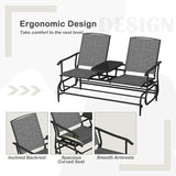 Tangkula 2 Person Swing Glider Chair, Patio Rocking Loveseat w/Center Tempered Glass Table - Photo 6