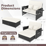 COSTWAY Patio Rattan Daybed with Cushions, Outdoor Wicker Loveseat Sofa with Storage Ottoman - Photo 3