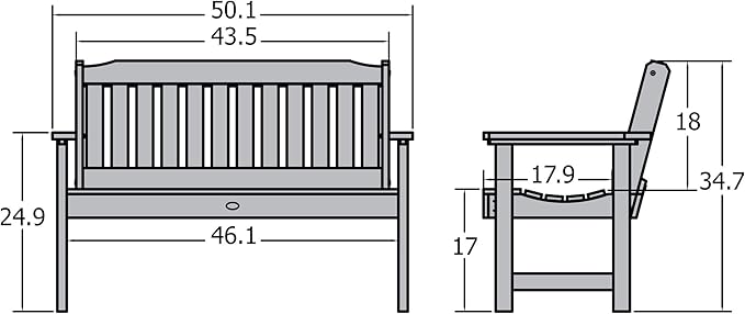 highwood Lehigh Garden Bench, 5 Feet, Federal Blue