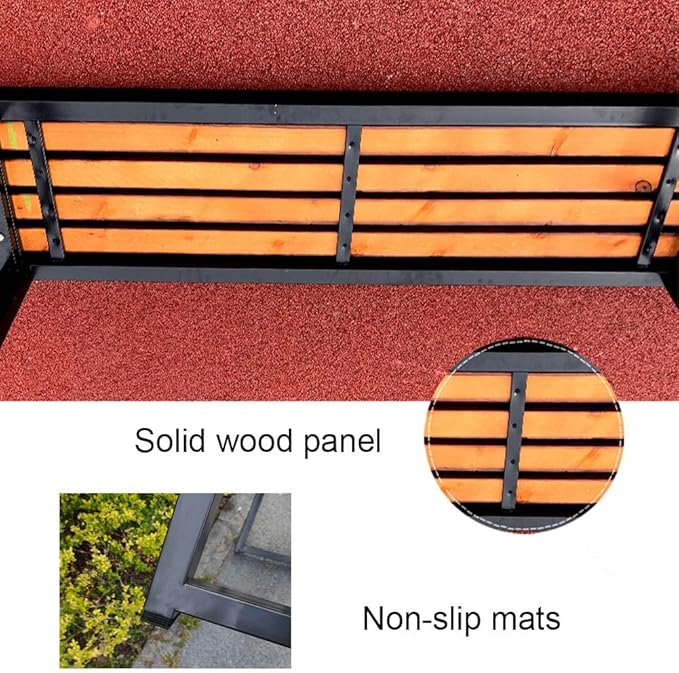 Garden Bench 2 Seater,Backless Outdoor Bench,Metal Wooden Benches,Patio Furniture Seating for Front Porch,Park,Lawn,Backyard,Balcony(59 Inch)