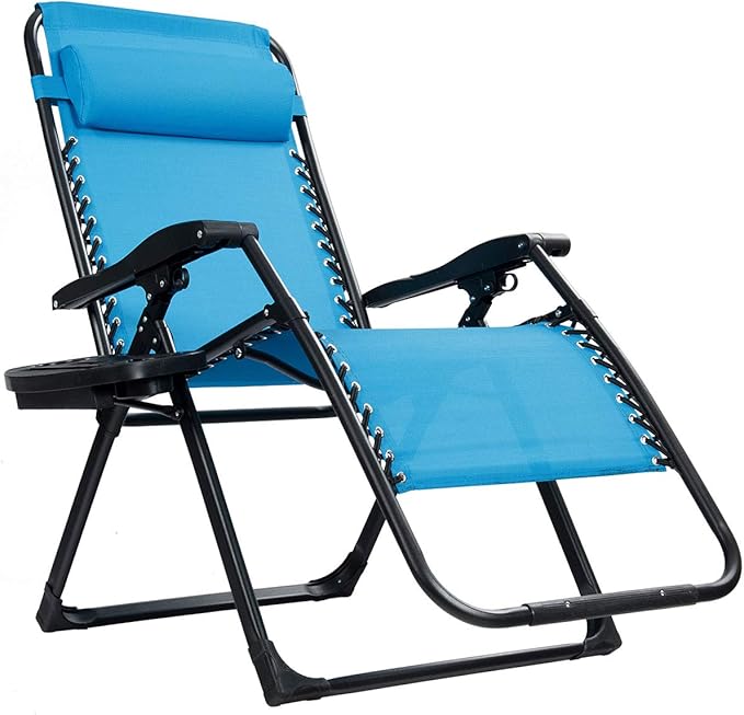 Goplus Oversized Zero Gravity Chair, XL-Extended Version, Outdoor Recliner w/Cup Holder & Detachable Headrest - Photo 1