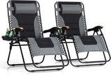 PHI VILLA XXL Oversized Padded Zero Gravity Chair Set of 2, Foldable Patio Recliner - Photo 1