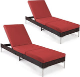 HOMREST Outdoor Lounge Chairs Set of 2, Patio Wicker Chaise Lounge with Removable Cushion - Photo 6