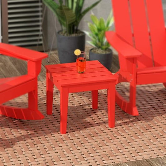 WestinTrends Ashore Outdoor Patio Modern Adirondack Side Table, Red