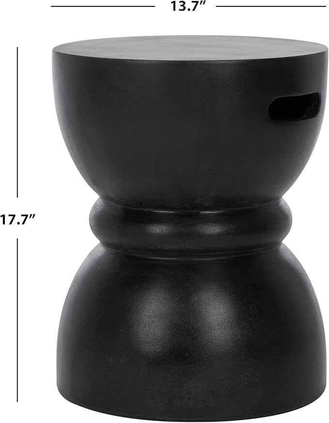 SAFAVIEH Outdoor Haruki Black Modern Concrete Round Accent Table