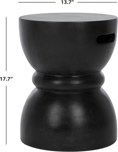 SAFAVIEH Outdoor Haruki Black Modern Concrete Round Accent Table