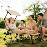 Folding Outdoor Chaise Lounge Chair with Arms, 4 Position Sunbathing Lounge Chair with Shade - Photo 7