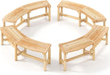 Tangkula Patio Curved Bench Set of 4, Solid Wood Fire Pit Bench for 2-3 People, Outdoor Backless Loveseat for Backyard - Photo 1