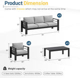 Solaste Aluminum Outdoor Patio Furniture Set, 5 Seats Patio Sectional Sofa with 5" Thick Cushion - Photo 2