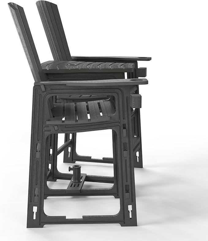 WestinTrends Azura Outdoor Tall Adirondack Chairs with Connecting Table Tray (Set of 2), Gray