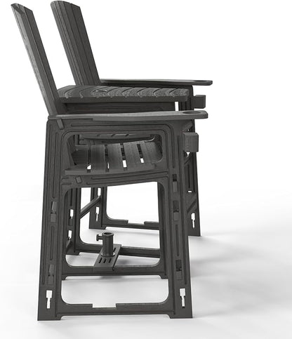 WestinTrends Azura Outdoor Tall Adirondack Chairs with Connecting Table Tray (Set of 2), Gray