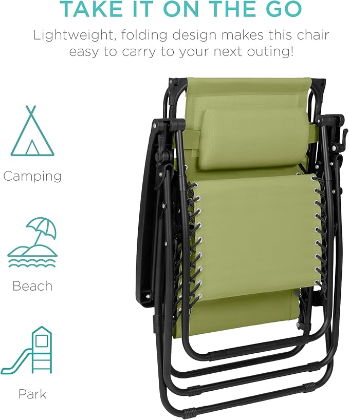 Best Choice Products Folding Zero Gravity Outdoor Recliner Patio Lounge Chair w/Adjustable Canopy Shade, Headrest - Photo 7