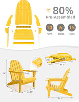 Folding Adirondack Chair - Durable HDPE Poly Lumber All-Weather Resistant - Photo 3