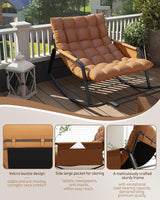 Oversized Indoor Rocking Chair, Plush Papasan Chair with Comfy Padded Cushions & Side Pocket, for Patio Garden, Porch - Photo 7