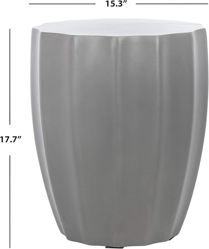 SAFAVIEH Outdoor Collection Jaslyn Modern Dark Grey Concrete Round Accent Table (Fully Assembled)