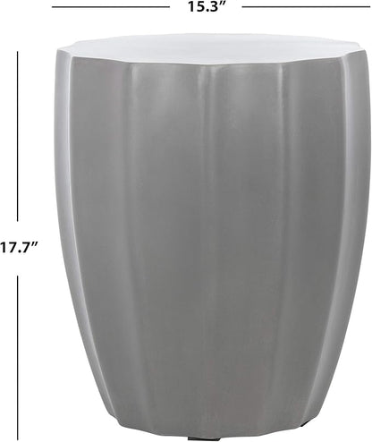 SAFAVIEH Outdoor Collection Jaslyn Modern Dark Grey Concrete Round Accent Table (Fully Assembled)