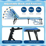 Giantex Tanning Chair, Folding Beach Chair, Adjustable Patio Lounge Chair with Face Hole, Removable Pillows, Carry Strap - Photo 5