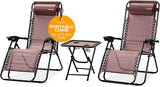 SereneLife Outdoor Zero Gravity Lounge Chair Set with Table – 2 Adjustable Recliners with Cup Holders, Headrest - Photo 1