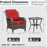 3 Pieces Outdoor Wicker Patio Furniture Set - Patio Chairs Set with Thickened Olefin Cushions - Photo 2