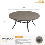VICLLAX 63" Outdoor Round Patio Table with Umbrella Hole, All Weather Metal Round Outdoor Dining Table for Lawn Garden - Photo 3