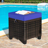 Tangkula 2 Pieces Outdoor Patio Ottoman, All Weather Rattan Wicker Ottoman Seat, Patio Rattan Furniture - Photo 2