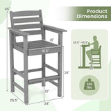 Giantex 29” Bar Stools Set of 2, HDPE Barstools w/Back, Armrests & Footrests, Max Load 330Lbs, Counter Height Bar Stools - Photo 3