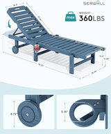 SERWALL Outdoor Chaise Lounge, Patio Chaise Lounge Chair with 5 Positions Adjustable Backrest - Photo 3