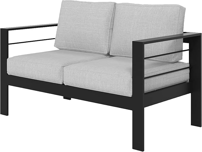 Wisteria Lane Patio Furniture Aluminum Loveseat, All-Weather Outdoor 2 Seats Sofa Couch - Photo 7