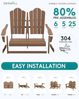 SERWALL 3 Pieces Patio Adirondack Bench Set - Photo 8