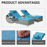 Outdoor Chaise Lounge Chair Set of 2 Wicker Pool Lounge Chairs Tanning Lounges for Outside Lawn Sunbathing Chairs with - Photo 8